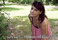 Hungarian Hottie Deepthroats Stranger in Public Park