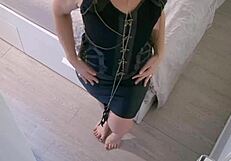 the sexy petite milf with fat big ass in panties strips solo and begs for your hard fuck or switch it up