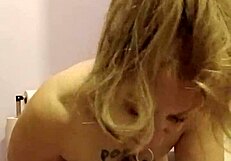 Chained French Maid Slave Whips Toilet Dildo in Bondage Humiliation Session