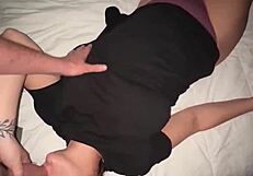cumming on big tits then shower blowjob slut