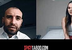 horny stepdaughter video calls stepdad for naughty masturbation fun