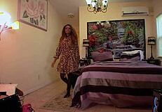 brunette ebony anastasia valentine strips teasing stepbrother aiden after bet loss