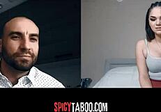 horny stepdaughter video calls stepdad for naughty masturbation fun