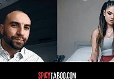 horny stepdaughter video calls stepdad for naughty masturbation fun