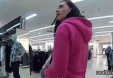 adorable czech teen lured in shop for hardcore pov anal ride and blowjob