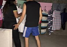 Stepmom whore's laundry yard homemade pounding