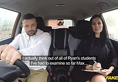 milf examiner's big tits and horny advances distract me during exam. fake driving school pov cumshot