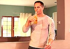 this shaved teen whore dives deep into double penetration creampie action