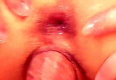 this shaved teen whore dives deep into double penetration creampie action