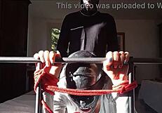 Laura's Heels Bondage Fuck Explodes Cum on Tits!