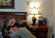 hardcore bedroom slut takes doggystyle pounding with dirty talk and cum on tits