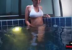 thai teen amateur gf rides big cock boyfriend's dick poolside hardcore fuck