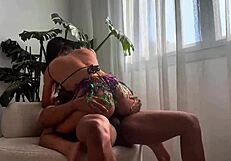 Colombian big ass teen bounces juicy cheeks on monster cock till squirt