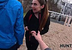 Street Athlete Picked Up And Fucked Before Boyfriend In Car