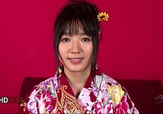 chiharu's wet kimono leads to a steamy threesome with oral and finish