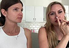 Who wouldn't love these big tits from blonde and brunette babes up close?!