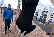 Street Athlete Picked Up And Fucked Before Boyfriend In Car