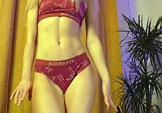 sexy tall skinny blonde with braces dances strips moans pussy tease