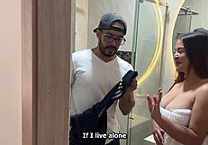 Busty Latina Bodybuilder Begs Neighbor's Huge Cock to Fix Her Shower