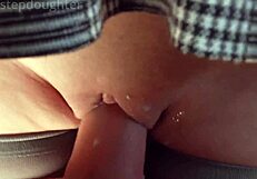 cute teen pussy creampied under miniskirt with orgasm