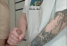 stepmom's friend grips and jerks my throbbing dick hard at wild house party