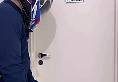 motoboy catches peeing slut in ladies toilet fucks wet pussy till she cums on monster cock