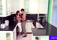 Navon Fucks Mary Hard in Her Kitchen with Natural Tits Bouncing