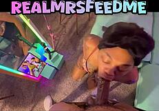 Ebony Slut Ball Licks and Deepthroats Big Black Cock for Sloppy Facial Cumshot