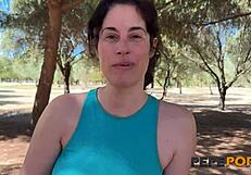 Mature spanish milf emmita deepthroats young 18+ cock cowgirl rough outdoor public debut cum