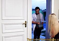 massagista rams cock deep in naughty client's big tanned ass outdoors