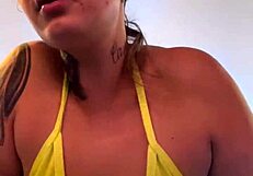 Gym girl trains in wet see through bikini at copacabana beach pussy soaked risking expulsion