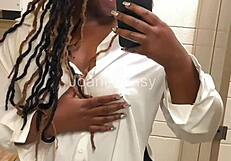 joanfantasy flashes pussy with dildo in bathroom masturbation session