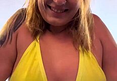 Gym girl trains in wet see through bikini at copacabana beach pussy soaked risking expulsion