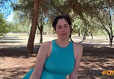 Mature spanish milf emmita deepthroats young 18+ cock cowgirl rough outdoor public debut cum