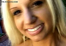 Busted blonde reveals her big tits and pierced nipples up close