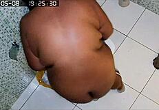 hidden cam catches busty bbw neighbor shaving huge brazilian milf pussy in bath