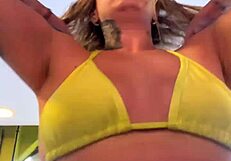 Gym girl trains in wet see through bikini at copacabana beach pussy soaked risking expulsion