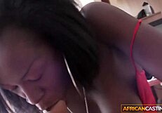 playful african ebony amateur bends over sucks deepthroats white cock in casting interview