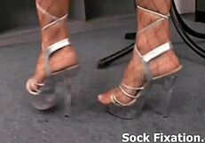 Cum All Over My Cute Socks and Toes in Heels Lesbian Style!!