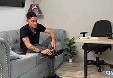 shaira adores squeezing tommy vergass huge cock between her big colombian tits