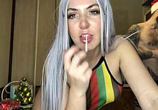 Minx Deepthroats Classmate's Huge Cock Then Takes Doggystyle Pounding on Kitchen Counter Swallowing Cumshot