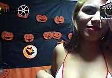 we had a wild halloween orgy with milfs bent over taking big cocks everywhere