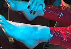 Kinky Group Foot Licking Party with Bound Toe Suckers