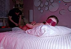 😩 dripping cum swallow after blindfold bdsm massage spanking!!