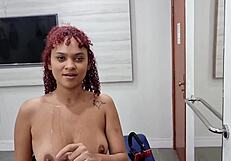 first time porn backstage thrills as latina slut gives up her ass and swallows cum