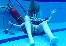 sexy ashlee rose teases with small tits in underwater pool play