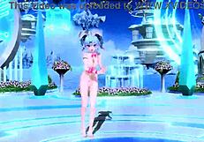 hatsune miku slips into rabbit hole costume for teasing nude play with big tits and ass