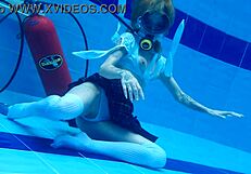 sexy ashlee rose teases with small tits in underwater pool play