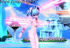 hatsune miku slips into rabbit hole costume for teasing nude play with big tits and ass