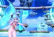 hatsune miku slips into rabbit hole costume for teasing nude play with big tits and ass